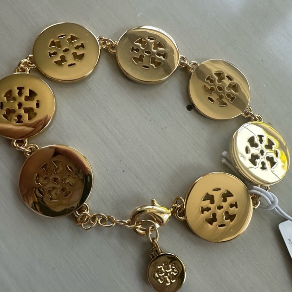 Tory Burch Logo Bangle Gold and White Bracelet - Picture 6 of 6